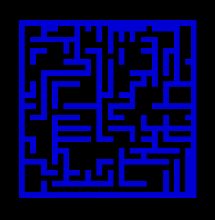Sample generations of a 2D map using the Random Grid Maze algorithm with 50% skip chance for anchor points selection